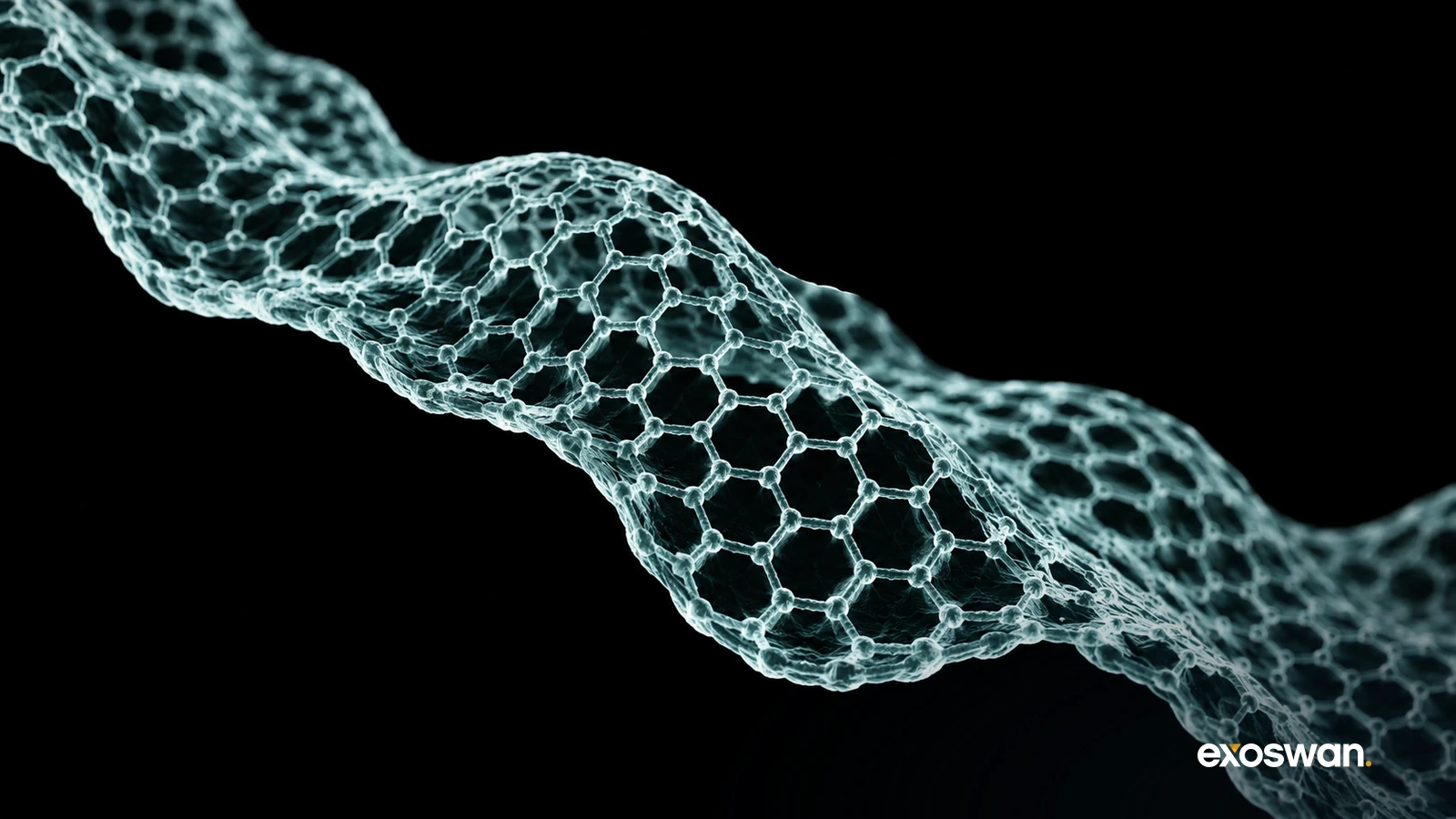 Concept illustration of a thin rippling hexagonal graphene sheet.