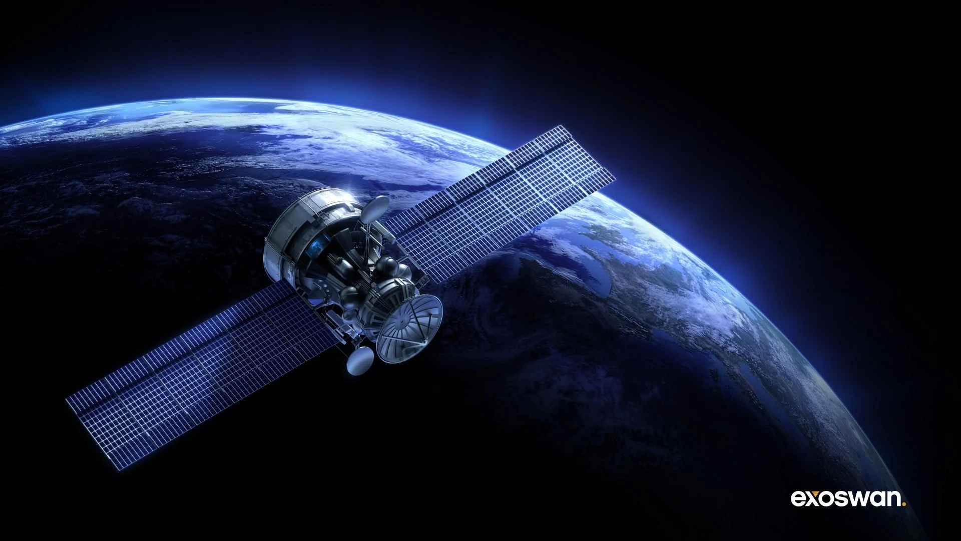 Illustration of a satellite orbiting Earth.