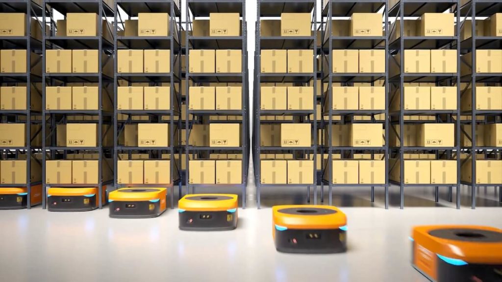 Swarm robotics with AI in warehouse floor