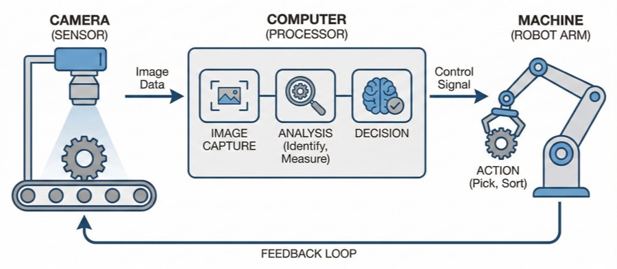 Diagram of Computer Vision in Industrial Machine Vision