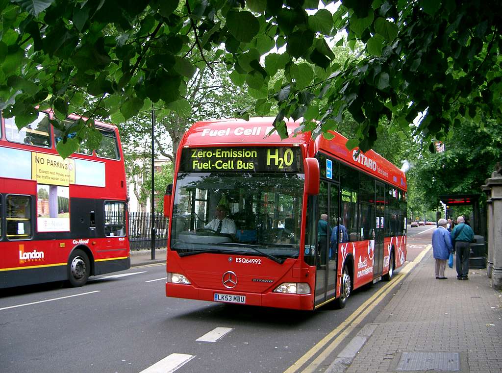 Bus powered by green hydrogen fuel cells