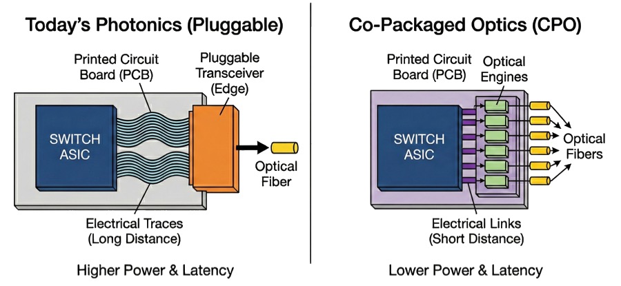 Comparison of pluggable photonics vs co-packaged optics