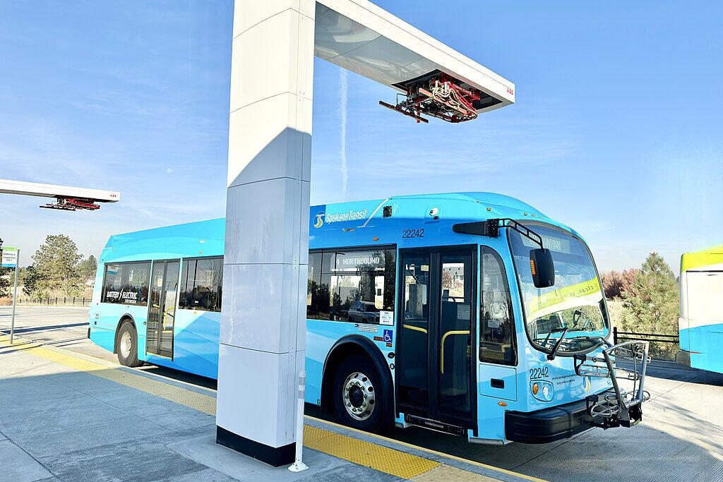 Electric bus in Spokane with ABB charging infrastructure
